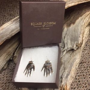 Handmade sterling hand shaped earrings